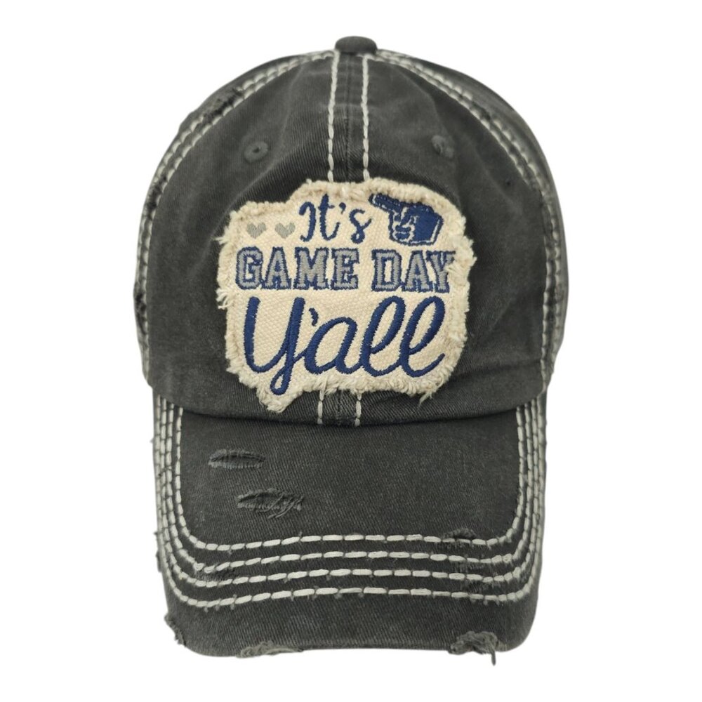 KBethos It's Game Day Y'all Distressed Patch Strapback Cap Trucker Baseball Hat